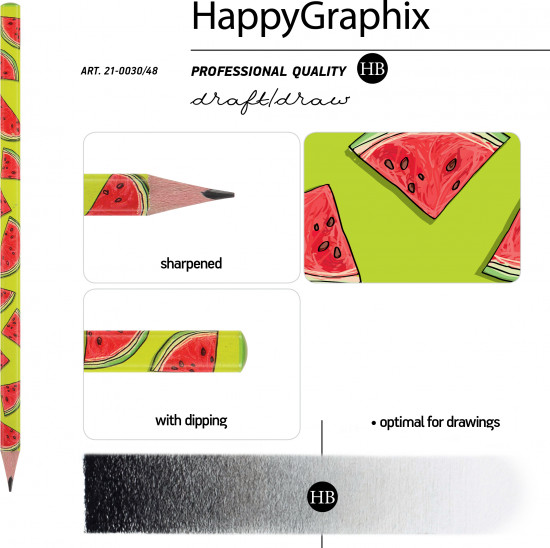 Набор карандашей чернографитовых «HappyGraphix. Fresh and fruity. Арбуз»