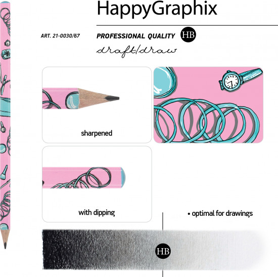 Набор карандашей чернографитовых «HappyGraphix. Life style. Pink dream»