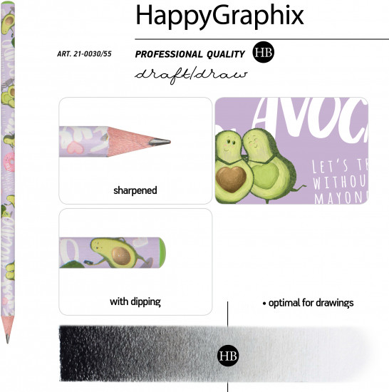 Набор карандашей чернографитовых «HappyGraphix. Авокадо. Селфи»