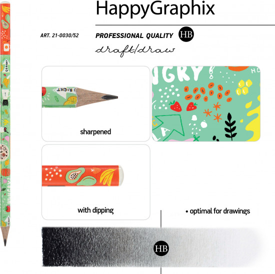 Набор карандашей чернографитовых «HappyGraphix. Веган. Тыква»