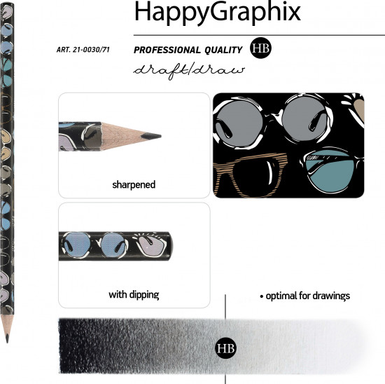 Набор карандашей чернографитовых «HappyGraphix. Дамские штучки. Очки»