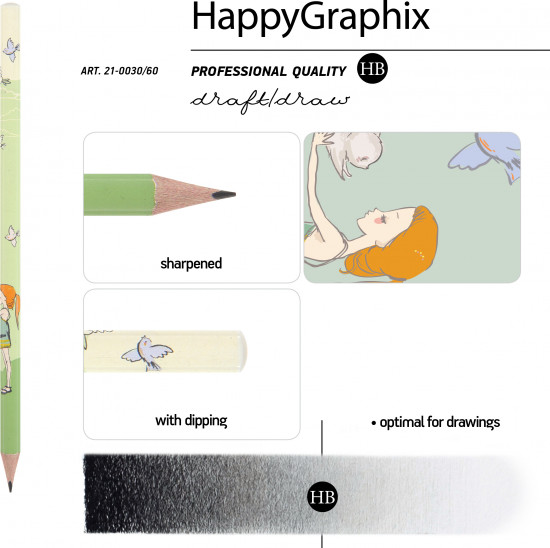Набор карандашей чернографитовых «HappyGraphix. Девочка и кролики»