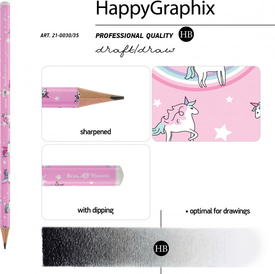 Набор карандашей чернографитовых «HappyGraphix. Единороги»