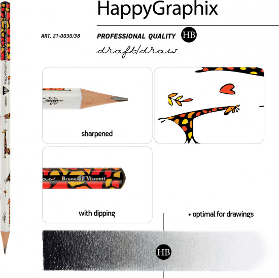 Набор карандашей чернографитовых «HappyGraphix. Жирафы»