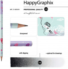 Набор карандашей чернографитовых «HappyGraphix. Романтика крафт» - Фото 2
