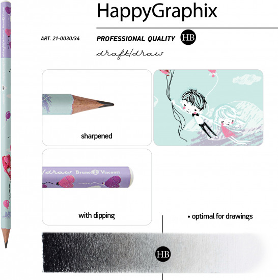 Набор карандашей чернографитовых «HappyGraphix. Романтика крафт»