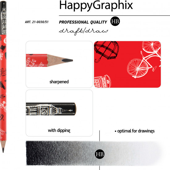 Набор карандашей чернографитовых «HappyGraphix. Романтическое путешествие. Лондон»