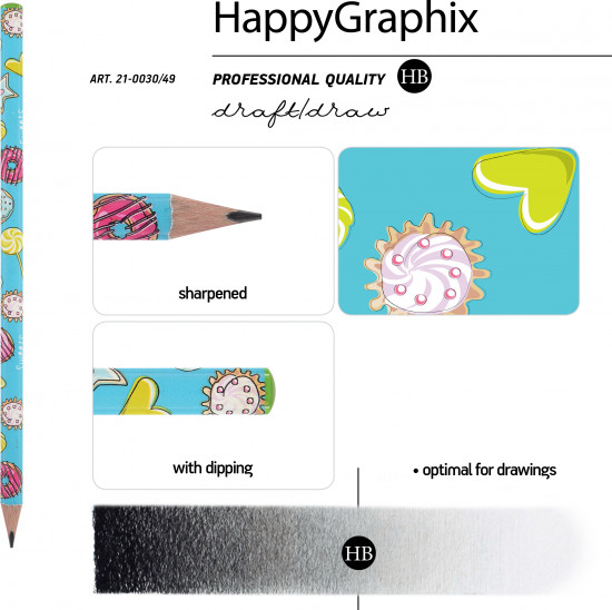 Набор карандашей чернографитовых «HappyGraphix. Сладкое настроение. Пончики»