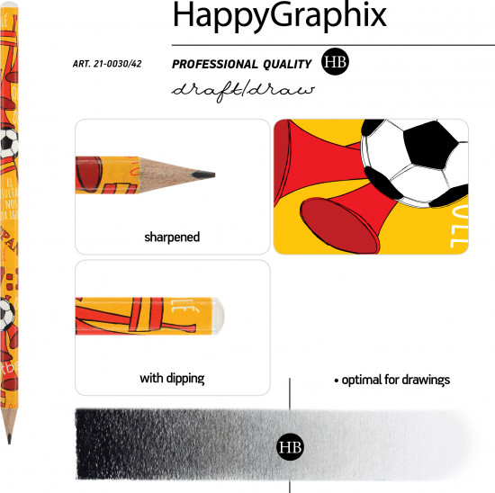 Набор карандашей чернографитовых «HappyGraphix. Футбол. Чемпионы. Испания»