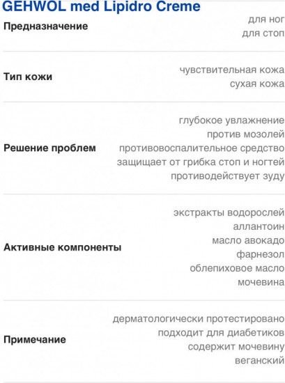 Крем для ног «Lipidro Creme»