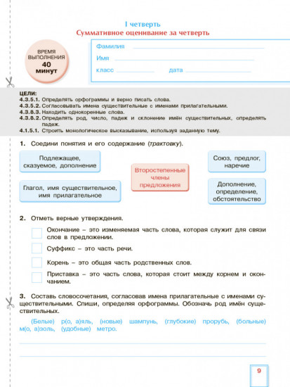 Формативное и критериальное оценивание. СОР, СОЧ по обновлённой программе. 4 класс