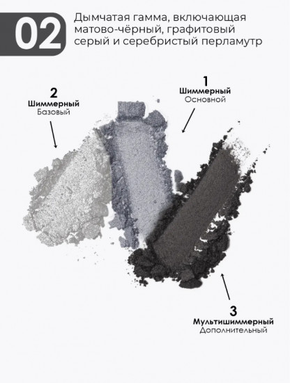 Тени для век «Rich Velvety Finish», оттенок N2 Дымчатый серый
