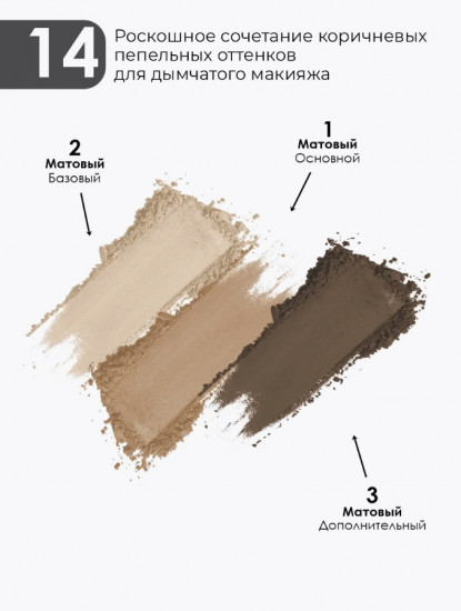 Тени для век «Rich Velvety Finish», оттенок N14 Дымчатый шарм