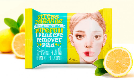 Тканевые подушечки с гидрофильным маслом «Stress Relieving Purefull Lip And Eye Remover Pad»