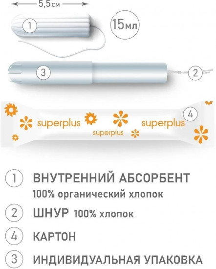 Гигиенические тампоны с аппликатором «Super Plus»