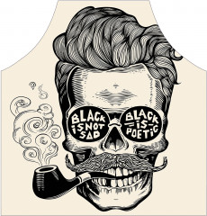 Фартук для кухни «Курящий череп с усами» - Фото 1