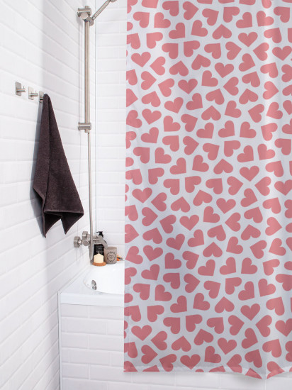 Штора для ванной с водоотталкивающей пропиткой «Pink heart»