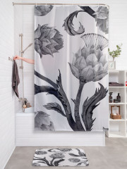 Штора для ванной с водоотталкивающей пропиткой «Артишок монохром» - Фото 2