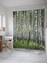 Штора для ванной с водоотталкивающей пропиткой «Березовый край» - Фото 1