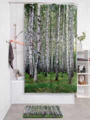 Штора для ванной с водоотталкивающей пропиткой «Березовый край» - Фото 2