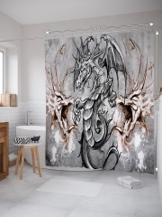 Штора для ванной с водоотталкивающей пропиткой «Борьба драконов» - Фото 1