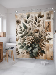 Штора для ванной с водоотталкивающей пропиткой «Букет и марки» - Фото 1