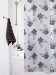 Штора для ванной с водоотталкивающей пропиткой «Бульдог монохром» - Фото 3