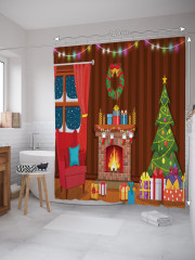 Штора для ванной с водоотталкивающей пропиткой «В ожидании Рождества» - Фото 1
