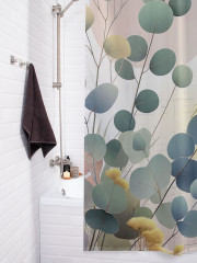 Штора для ванной с водоотталкивающей пропиткой «Ветки эвкалипта» - Фото 3