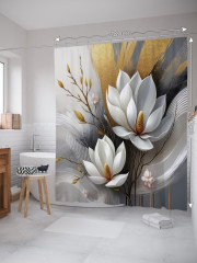 Штора для ванной с водоотталкивающей пропиткой «Взмах цветка» - Фото 1