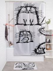 Штора для ванной с водоотталкивающей пропиткой «Взъерошенный кот» - Фото 2