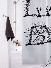 Штора для ванной с водоотталкивающей пропиткой «Взъерошенный кот» - Фото 3