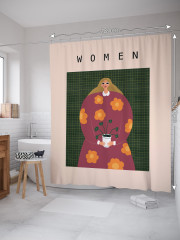 Штора для ванной с водоотталкивающей пропиткой «Девушка с цветком» - Фото 1