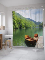 Штора для ванной с водоотталкивающей пропиткой «Деревянный причал на озере» - Фото 1