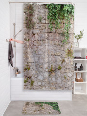 Штора для ванной с водоотталкивающей пропиткой «Дикий виноград на каменной кладке» - Фото 2