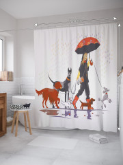 Штора для ванной с водоотталкивающей пропиткой «Дождливая прогулка» - Фото 1