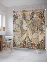 Штора для ванной с водоотталкивающей пропиткой «Древняя географическая карта» - Фото 1