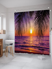 Штора для ванной с водоотталкивающей пропиткой «Закат под пальмой» - Фото 1