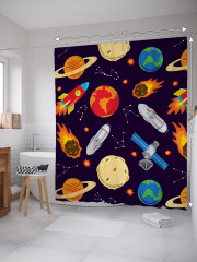 Штора для ванной с водоотталкивающей пропиткой «Космический микс» - Фото 1