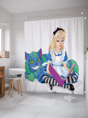Штора для ванной с водоотталкивающей пропиткой «Кот слушает сказки» - Фото 1