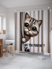 Штора для ванной с водоотталкивающей пропиткой «Кот смотрит» - Фото 1