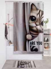 Штора для ванной с водоотталкивающей пропиткой «Кот смотрит» - Фото 2