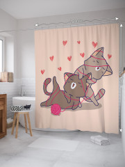 Штора для ванной с водоотталкивающей пропиткой «Котики увлеклись» - Фото 1
