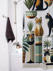 Штора для ванной с водоотталкивающей пропиткой «Коты в оранжерее» - Фото 3