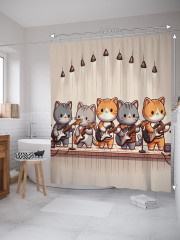 Штора для ванной с водоотталкивающей пропиткой «Коты музыканты» - Фото 1