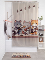 Штора для ванной с водоотталкивающей пропиткой «Коты музыканты» - Фото 2