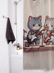 Штора для ванной с водоотталкивающей пропиткой «Коты музыканты» - Фото 3