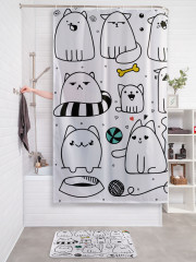 Штора для ванной с водоотталкивающей пропиткой «Кошачий распорядок» - Фото 2
