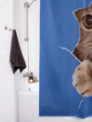 Штора для ванной с водоотталкивающей пропиткой «Любопытный кот» - Фото 3