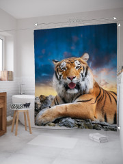 Штора для ванной с водоотталкивающей пропиткой «Любопытный тигр» - Фото 1